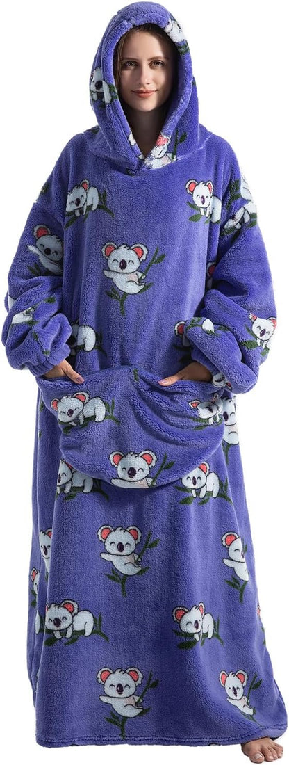 Oversized Wearable Blanket Hoodie for Adults - Extra Long Womens Blanket Sweatshirt