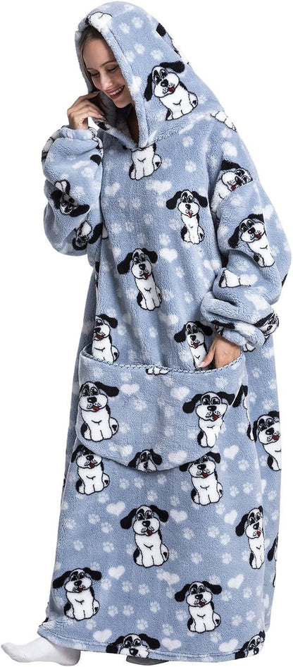 Oversized Wearable Blanket Hoodie for Adults - Extra Long Womens Blanket Sweatshirt