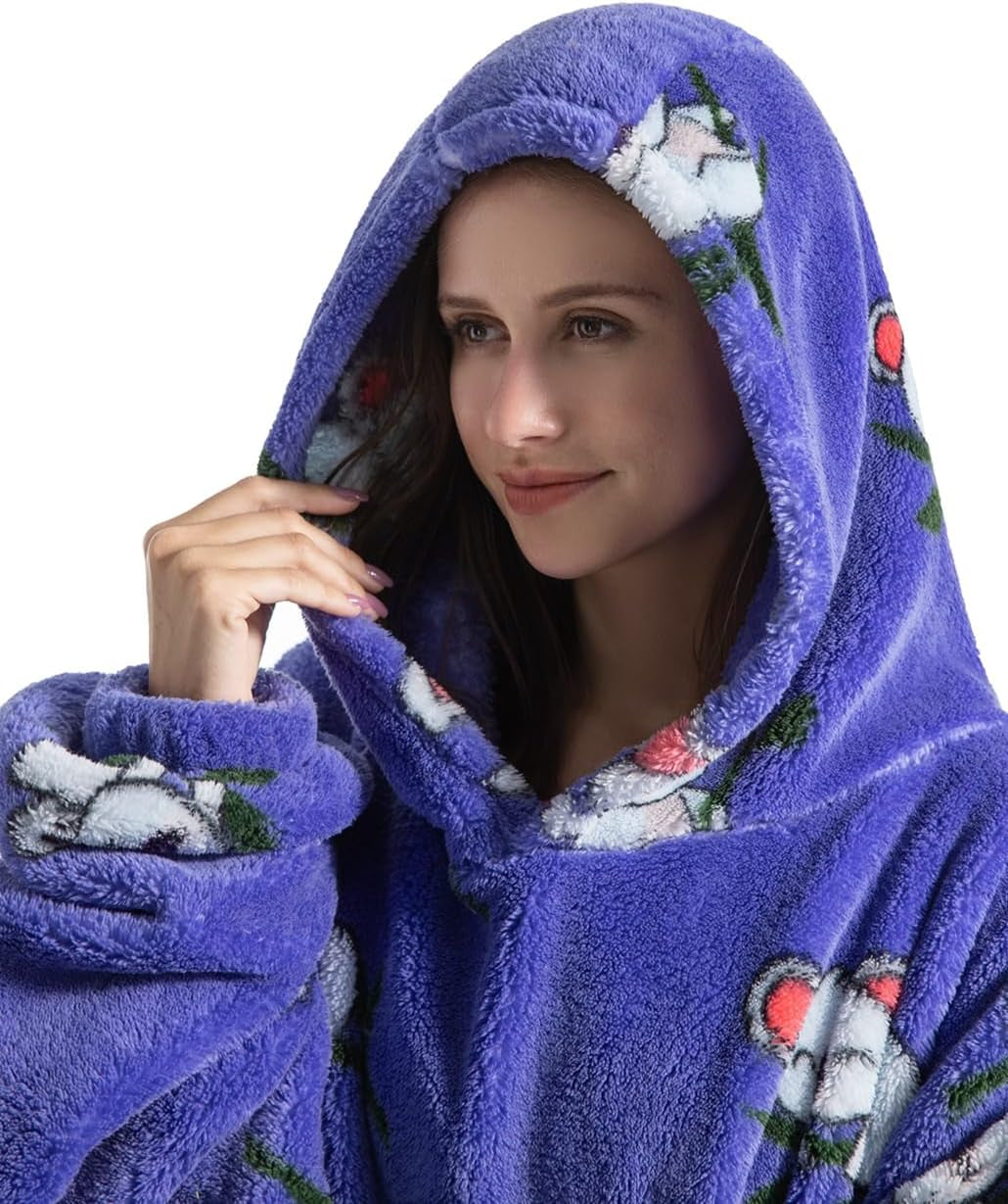 Oversized Wearable Blanket Hoodie for Adults - Extra Long Womens Blanket Sweatshirt