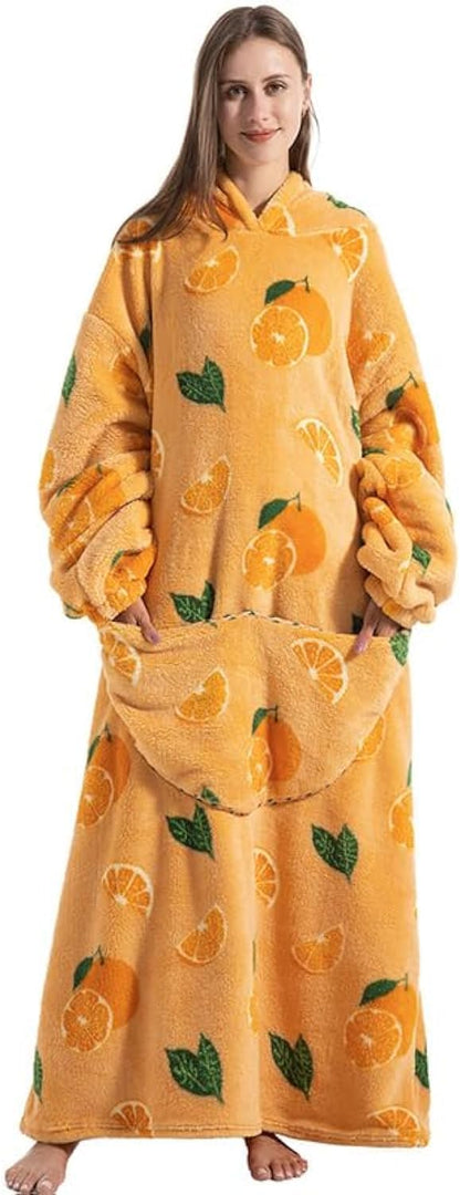 Oversized Wearable Blanket Hoodie for Adults - Extra Long Womens Blanket Sweatshirt